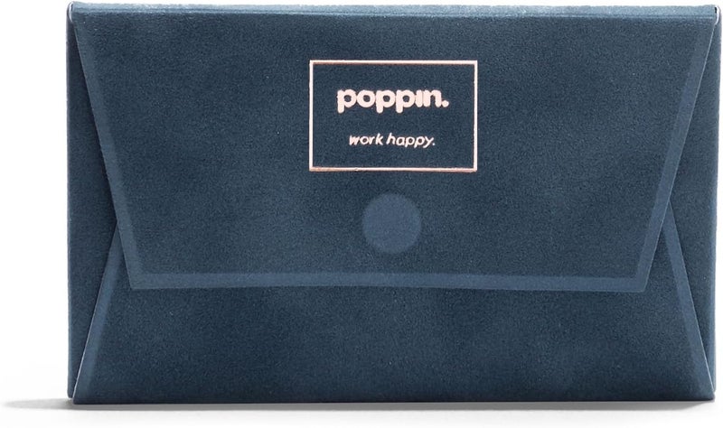 Poppin Luxe Business Card Holder and Credit Card Holder for Women, Stylish Slim Design with Magnetic Closure, Lightweight and Perfect for Client Meetings (Storm Velvet) - Image 1